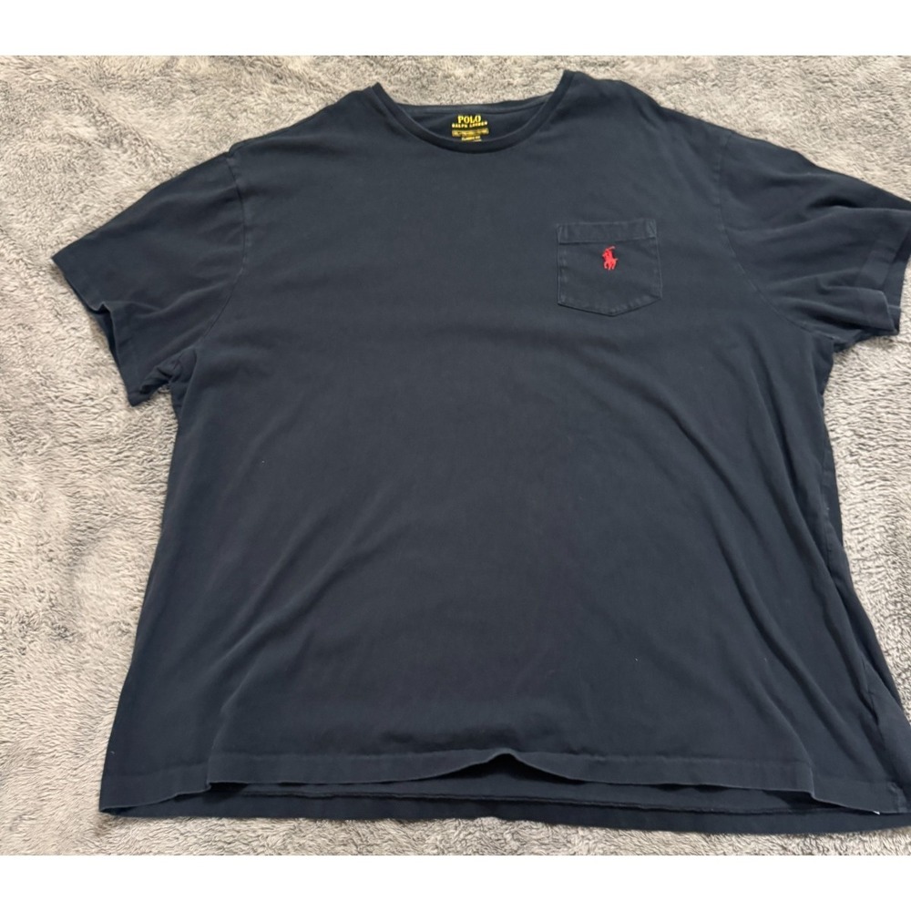 Polo Ralph Lauren T-Shirt Mens XXL Classic Fit Black Red Pony Chest Pocket Tee